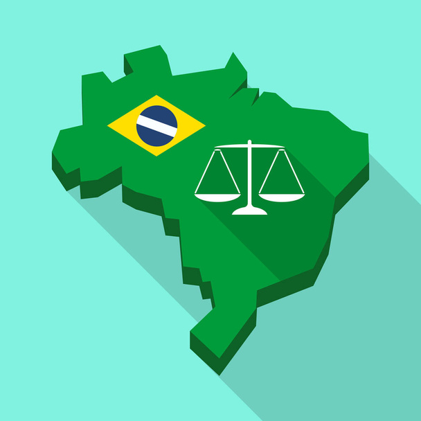 Stínová mapa Brazílie se znakem měřítku váhy spravedlnosti - Vektor, obrázek