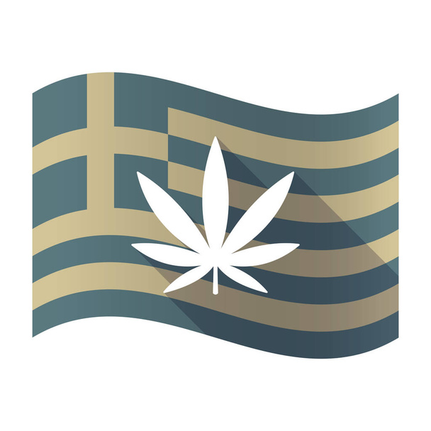 Ombre longue drapeau Grèce avec une feuille de marijuana
 - Vecteur, image