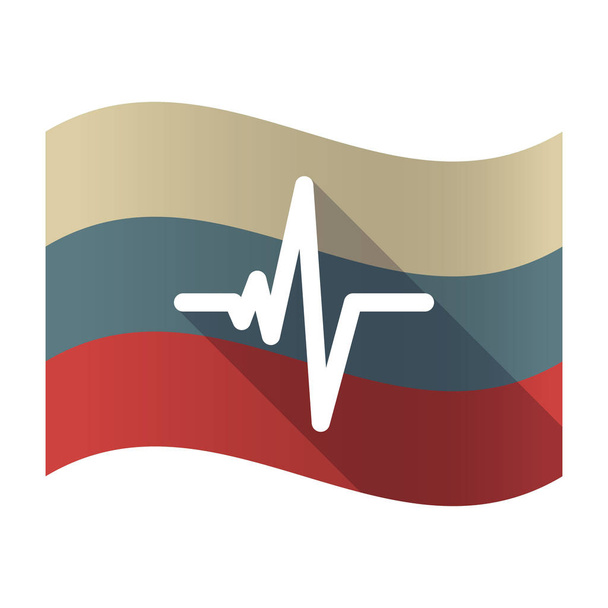Bandeira de sombra longa Rússia com um sinal de batimento cardíaco
 - Vetor, Imagem