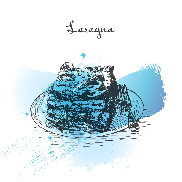 Lasagne Aquarell Effekt Illustration. - Vektor, Bild