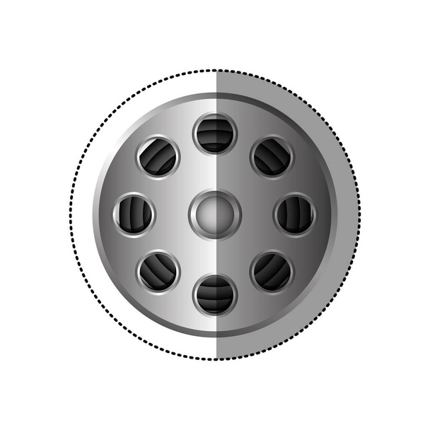 grijswaarden sticker met cinematografie tape - Vector, afbeelding