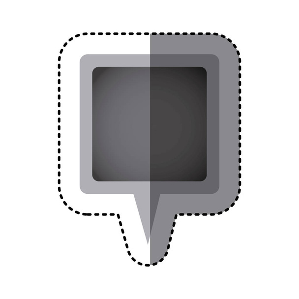 αυτοκόλλητο σε κλίμακα του γκρι τετράγωνο ομιλίας με ουρά στο κέντρο - Διάνυσμα, εικόνα