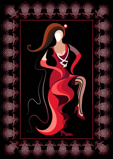 Graphical illustration with the cabaret dancer 1 - Вектор,изображение