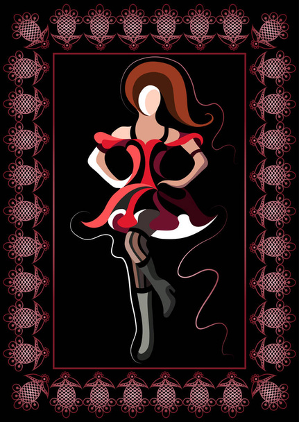 Graphical illustration with the cabaret dancer 3 - Vetor, Imagem