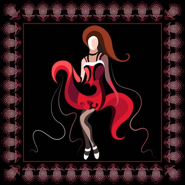 Graphical illustration with the cabaret dancer 2 - Vector, Imagen