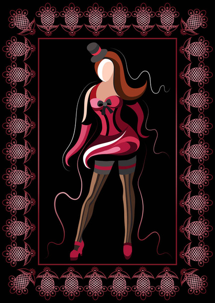Graphical illustration with the cabaret dancer 7 - Vetor, Imagem