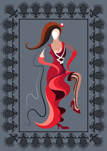 Graphical illustration with the cabaret dancer 11 - Wektor, obraz