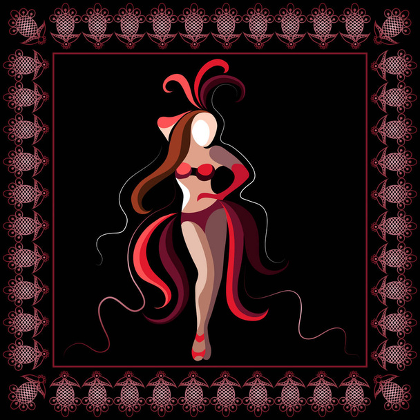 Graphical illustration with the cabaret dancer 9 - Vetor, Imagem