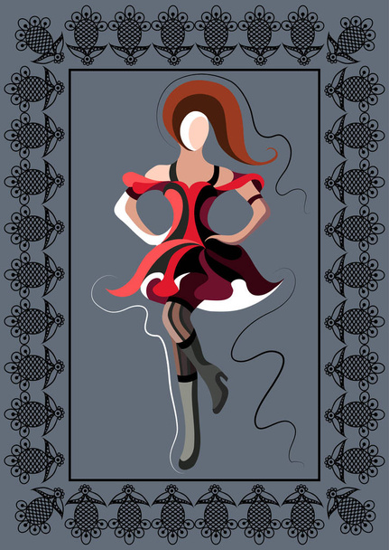 Graphical illustration with the cabaret dancer 13 - Vektor, Bild
