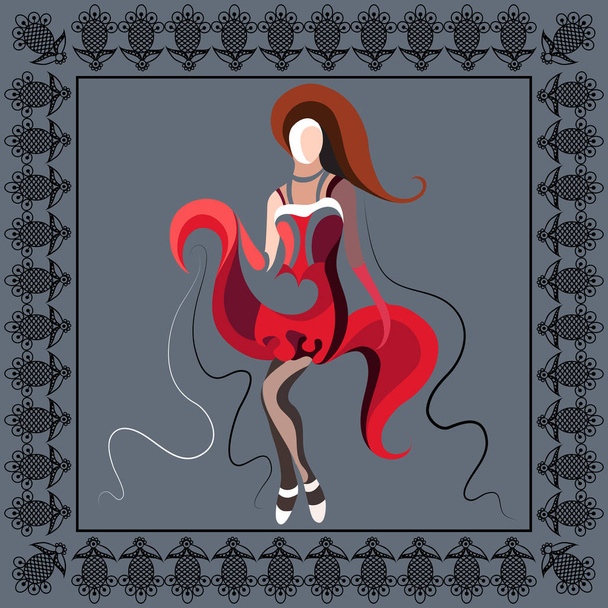 Graphical illustration with the cabaret dancer 12 - Vetor, Imagem