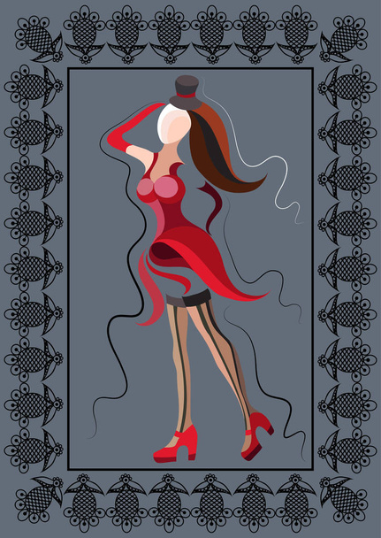 Graphical illustration with the cabaret dancer 18 - Vektor, Bild