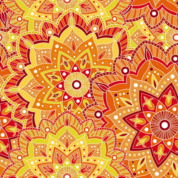 Seamless india pattern for wrapping paper, fabric or wallpaper. Hand drawn mandala decoration vector. Oriental, indian, islam, tribal, floral mandala motifs. - Vektor, Bild