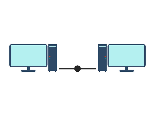 Réseau Lan avec deux ordinateurs. Illustration vectorielle plate sur fond blanc
 - Vecteur, image