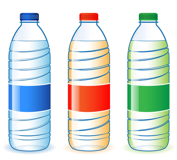 three plastic bottles - Vector, Image