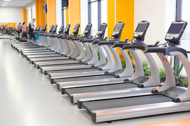 Interior of treadmills in a fitness hall - Fotó, kép