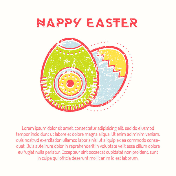 Plantilla de tarjeta de felicitación de Pascua feliz con huevos de Pascua
 - Vector, imagen