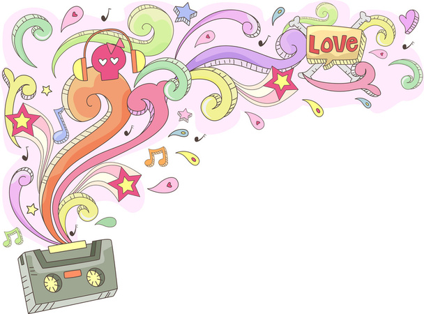Retro müzik doodle - Fotoğraf, Görsel