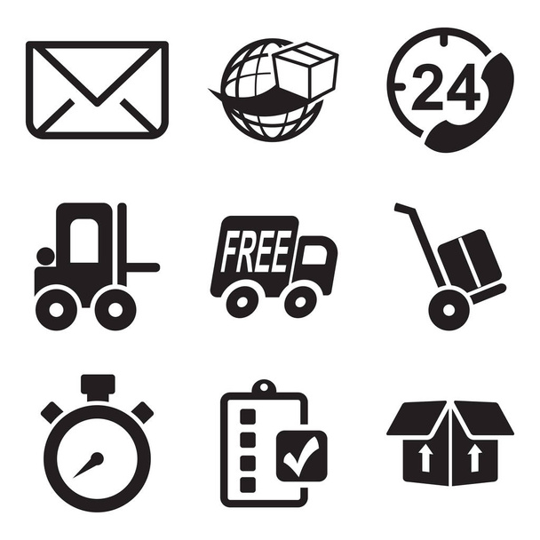 Delivery Icons Black & White - Διάνυσμα, εικόνα
