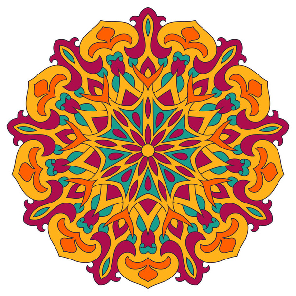Color mandala vector ethnic pattern, round symmetrical - Vecteur, image