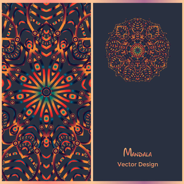 Brochure templates with ethnic pattern. Business card mandala - Vektor, Bild