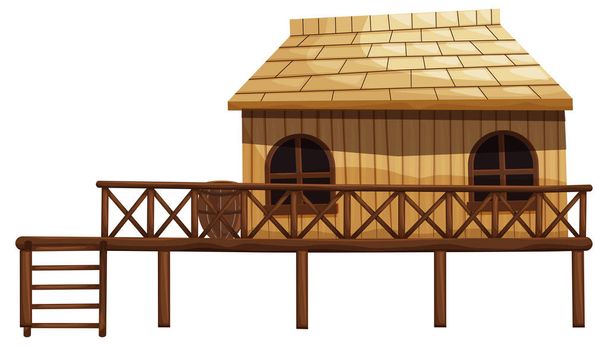 Cabaña de madera con escalera
 - Vector, Imagen