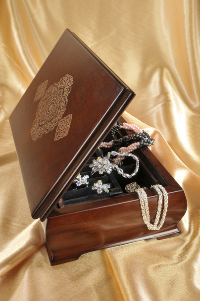 Wooden box with jewelry - Photo, Image