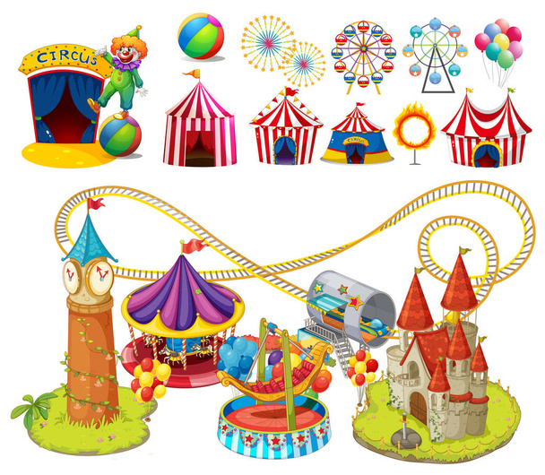 Circus rides and tents - Vector, Image