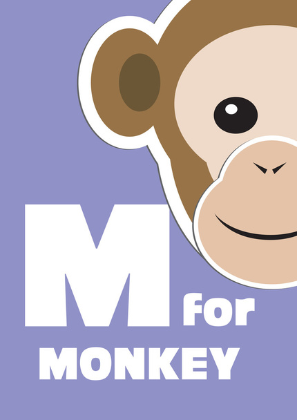 Ich bin für den Affen, ein tierisches Alphabet für die Kinder - Vektor, Bild
