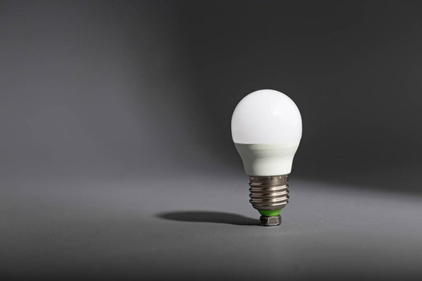 Electric light bulb on a gray background - Photo, Image