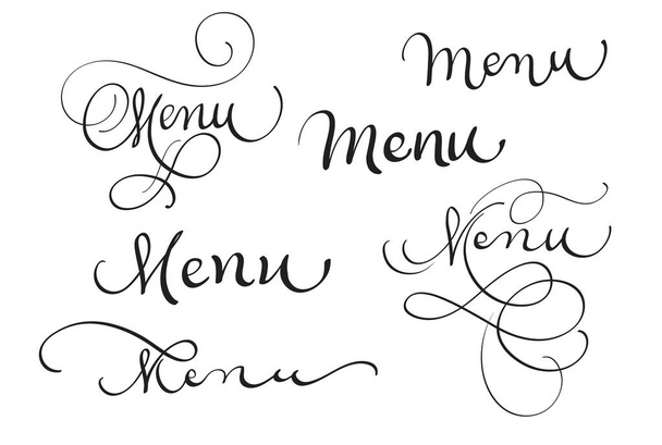 set of word menu on white. Calligraphy lettering Vector illustration EPS10 - Vector, Image