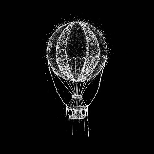 Balão de ar quente sobre preto
 - Foto, Imagem