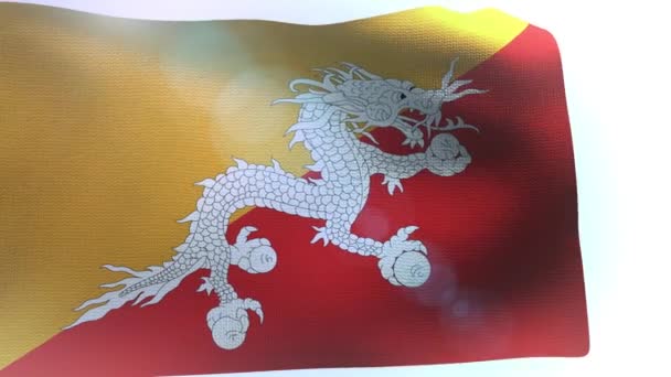 Vlajka Bhútánu mávat mořská vlna - Záběry, video
