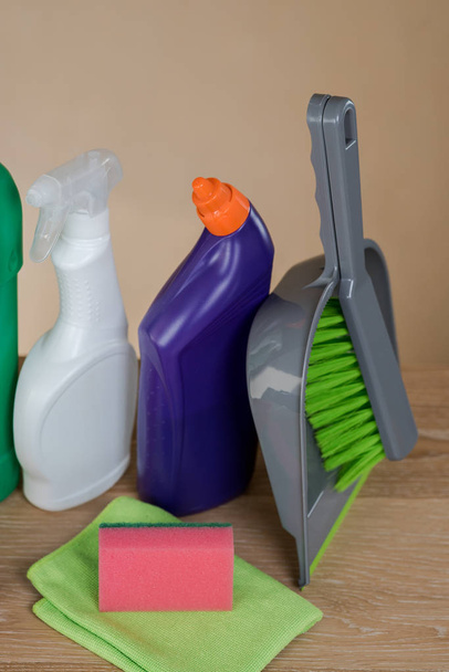 Home cleaning concept. Various of Cleaning Products.  - Foto, afbeelding