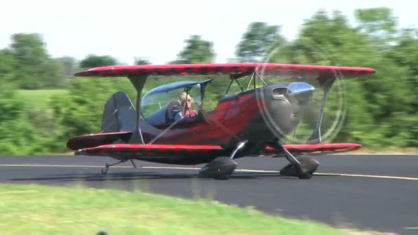 Biplane Taxiing with Smoke - Footage, Video