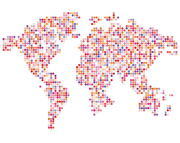 Elszigetelt rózsaszín worldmap pontok fehér alapon, föld vektoros illusztráció - Vektor, kép