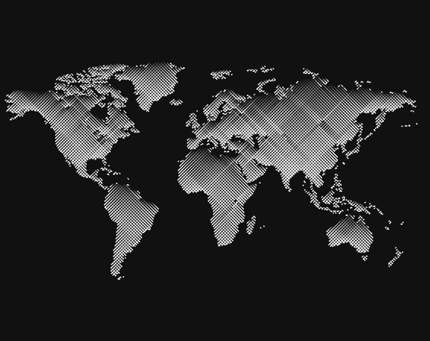 Elszigetelt fekete színű worldmap vonalak háttér, föld vektoros illusztráció - Vektor, kép