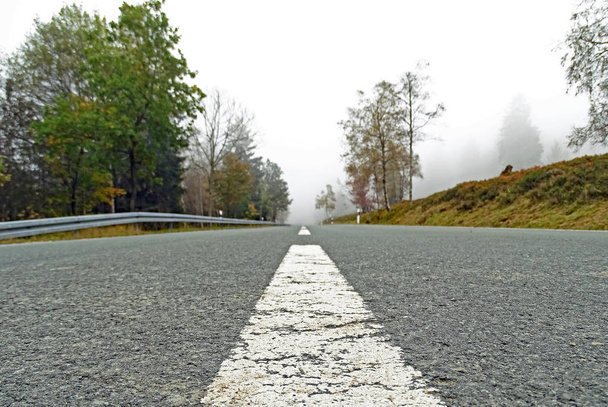 Misty mountain road en Sauerland, Alemania
  - Foto, imagen