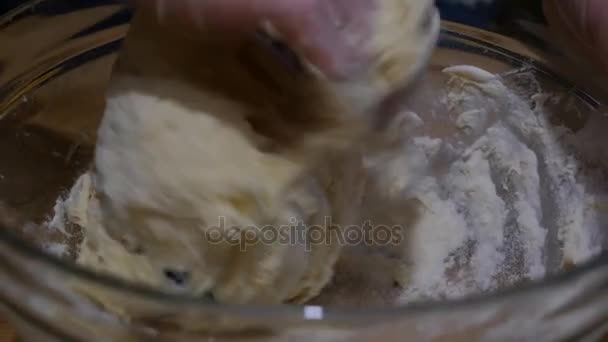 Adult woman hands preparing dough for homemade bread - Metraje, vídeo