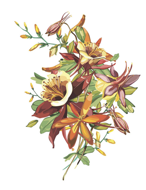 花の水彩画の美しい花をつけた枝で。ロマンチックなと夏の招待状概念の背景 - ベクター画像