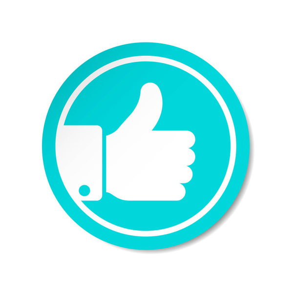 Thumb Up vector icon. Style is flat rounded symbol, blue color, rounded angles. - Vector, Image