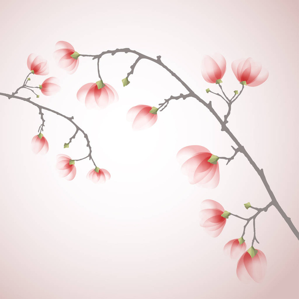 vector background with red flowers - Vector, imagen