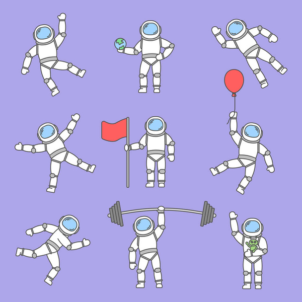 vector astronauten in verschillende poses instellen - Vector, afbeelding
