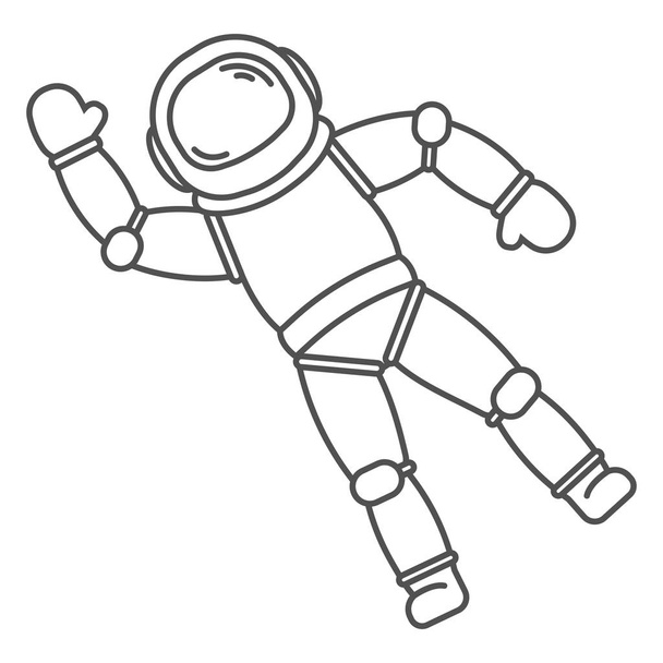 Αστροναύτης στο διάστημα σε μαύρη γραμμή στυλ - Διάνυσμα, εικόνα