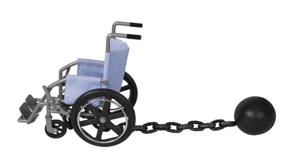 Wheelchair on Ball and Chain - Foto, Imagem