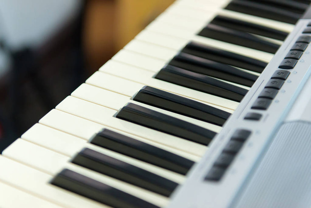 close-up of piano or Electronic musical keyboard synthesizer - 写真・画像