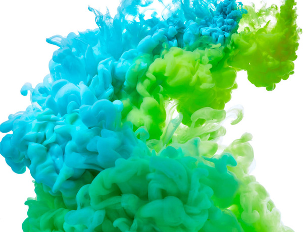 blauwe en groene verf splash  - Foto, afbeelding