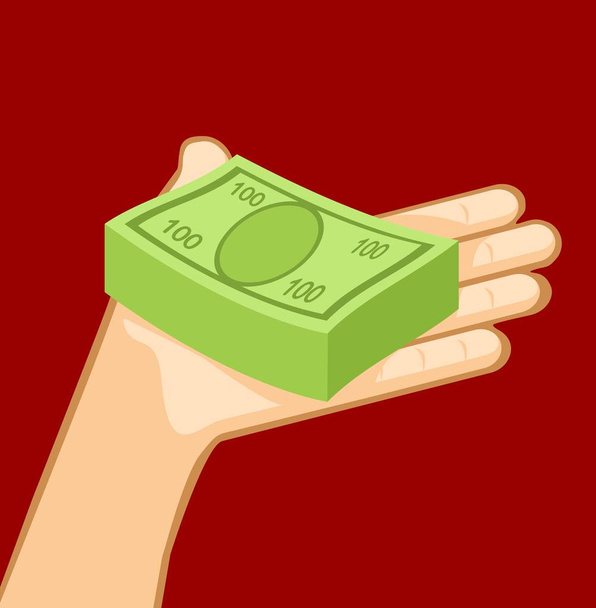 Куча денег в руке
 - Вектор,изображение