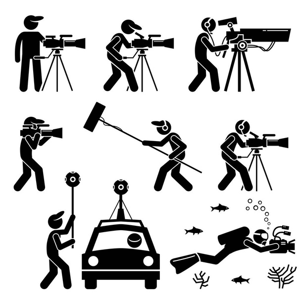 Videografo, Filmmaker, Cinematografo e Cameraman
.  - Vettoriali, immagini