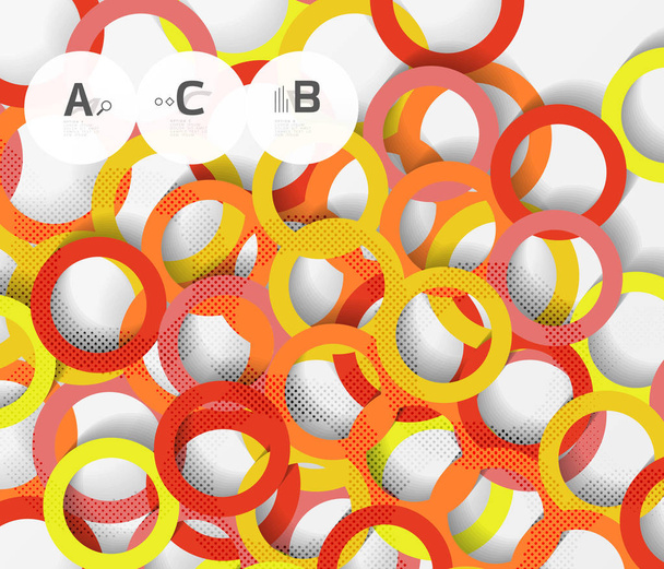 Geometrische cirkels op wit met schaduwen - Vector, afbeelding