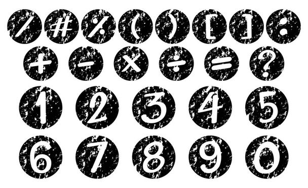 Betűtípus design számokat és jeleket a fekete jelvények - Vektor, kép
